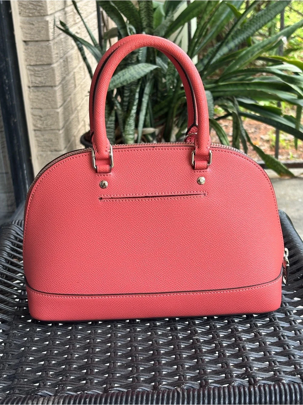 Coach Sierra Mini Satchel/Crossbody Bright Coral Pink Crossgrain Leather